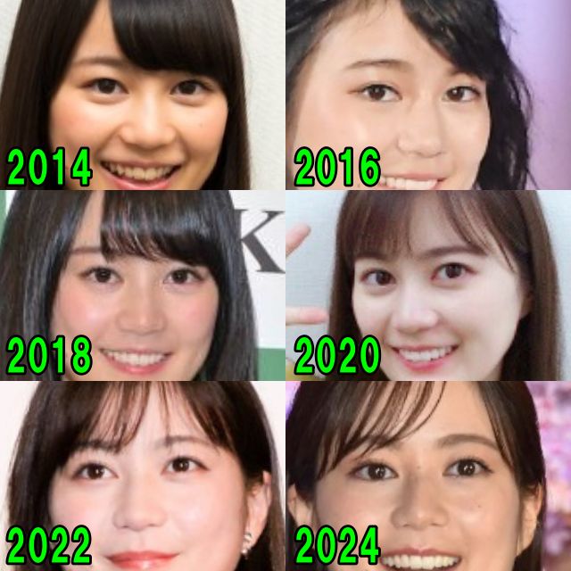 生田絵梨花の2014年から2024年の目の画像