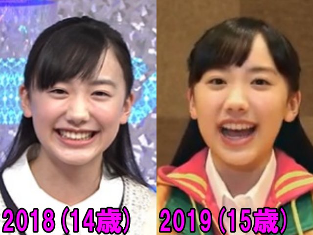 芦田愛菜の2018年と2019年の画像