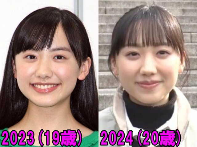 芦田愛菜の2023年と2024年の画像