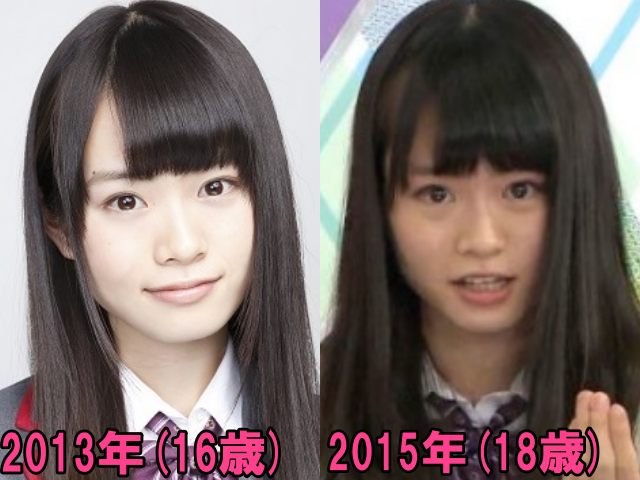 山崎怜奈の2013年と2015年の画像