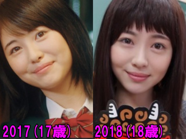 浜辺美波の2017年と2018年の画像