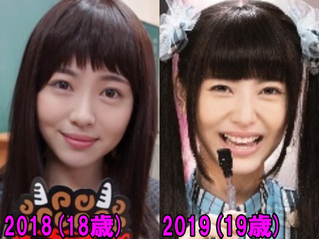 浜辺美波の2018年と2019年の画像