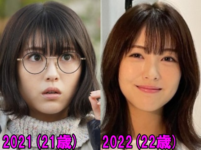 浜辺美波の2021年と2022年の画像