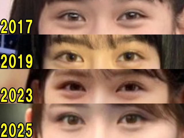 畑芽育の2017年から2025年の目の画像