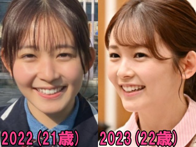 久間田琳加の2022年と2023年の画像