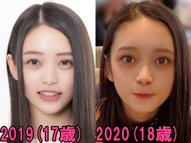 高石あかりの2019年と2020年の顔画像