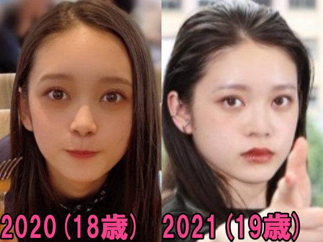 高石あかりの2020年と2021年の顔画像