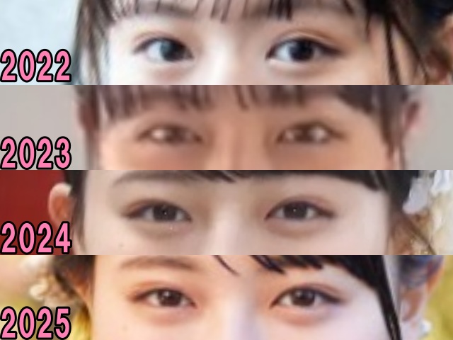 上坂樹里の2022年から2025年の目の画像