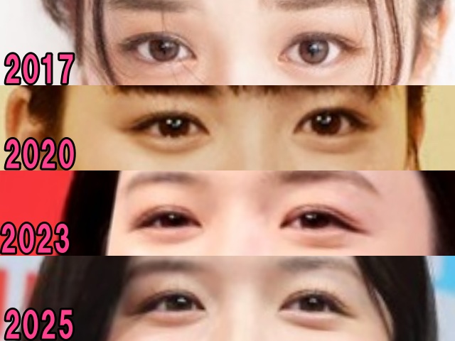 永野芽郁の2017年から2025年の目の画像