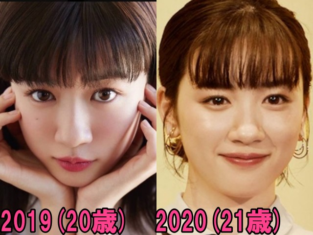 永野芽郁の2019年と2020年の画像