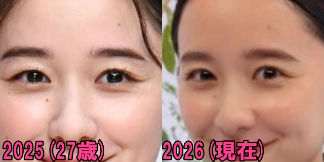 堀田真由の2025年と2026年の目の画像